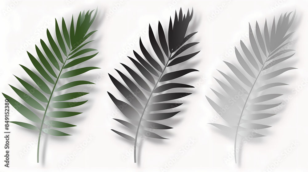 Realistic transparent shadow from a leaf of a palm tree on the white background. Tropical leaves shadow. Mockup with palm leaves shadow. Realistic transparent shadow from a leaf of a palm tree on the white background. Tropical leaves shadow. Mockup with palm leaves shadow.