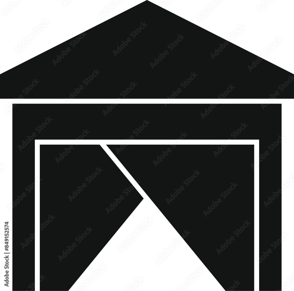 Garage icon with open door representing building for vehicle parking Garage icon with open door representing building for vehicle parking