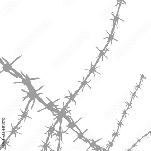 Tangled Gray Barbed Wire Strands on White: Security Abstract
