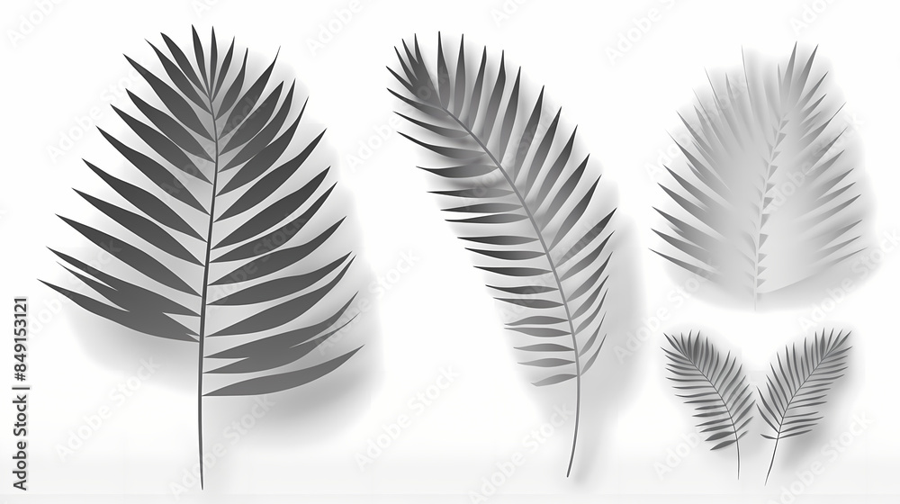 Realistic transparent shadow from a leaf of a palm tree on the white background. Tropical leaves shadow. Mockup with palm leaves shadow. Realistic transparent shadow from a leaf of a palm tree on the white background. Tropical leaves shadow. Mockup with palm leaves shadow.