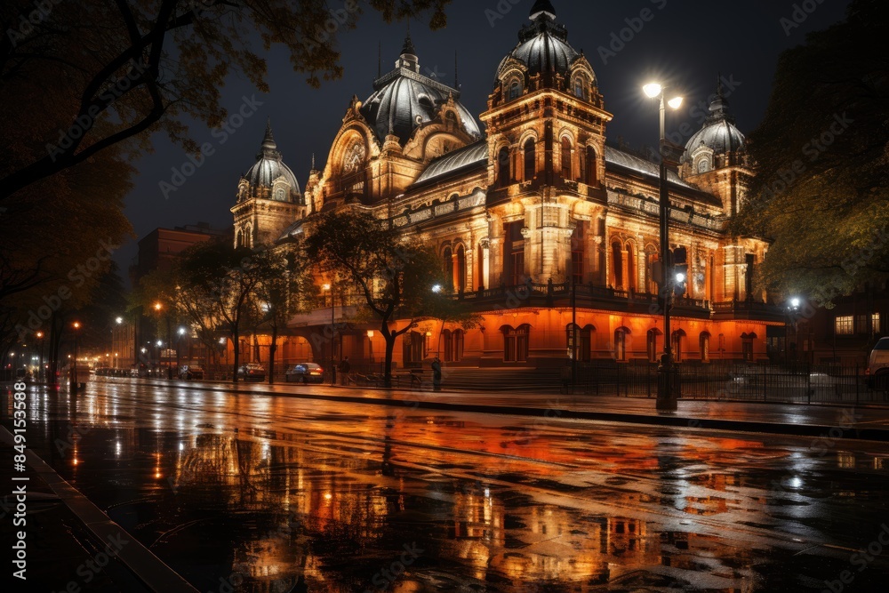 Colón theater at night, Buenos Aires beauty and magic., generative IA