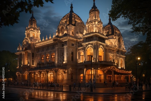 Obraz na płótnie Colón theater at night, Buenos Aires beauty and magic., generative IA w salonie