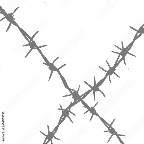 Crossed Barbed Wire: Sparse Gray Detail on White