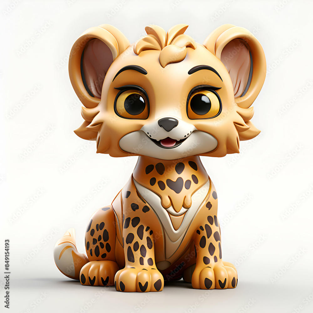 Cute cartoon tiger on a white background. 3d rendering. Cute cartoon tiger on a white background. 3d rendering.