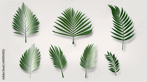 Realistic transparent shadow from a leaf of a palm tree on the white background. Tropical leaves shadow. Mockup with palm leaves shadow. photo