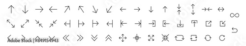 Arrow icon collection. Outline editable stroke interface arrow vector icons. Vector linear arrows on white background eps10