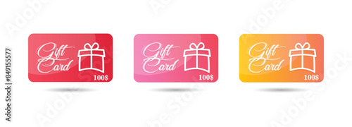 Loyalty program, customer gift reward bonus card,incentive gift, collect bonus, earn reward, redeem gift, win present card vector icon set