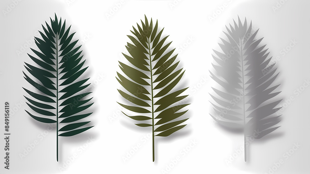 Fototapeta premium Realistic transparent shadow from a leaf of a palm tree on the white background. Tropical leaves shadow. Mockup with palm leaves shadow.