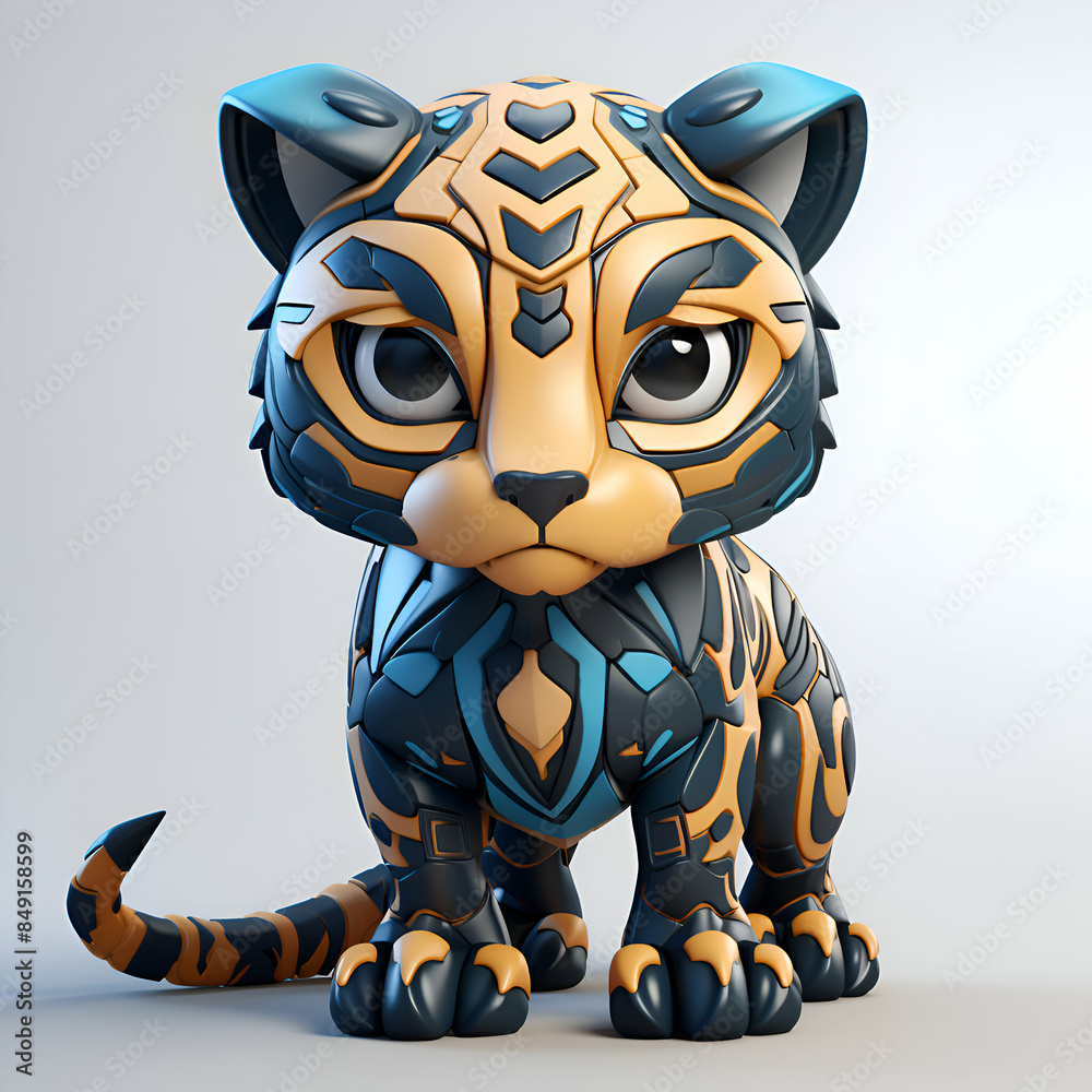 3D render of a cute cartoon tiger isolated on white background. 3D render of a cute cartoon tiger isolated on white background.