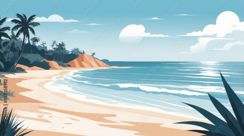 Fototapeta premium Beach theme background with blue background, Ai generat