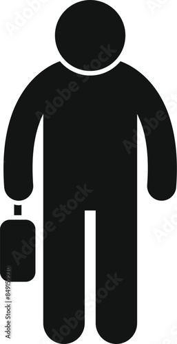 Businessman silhouette icon is standing and holding a briefcase