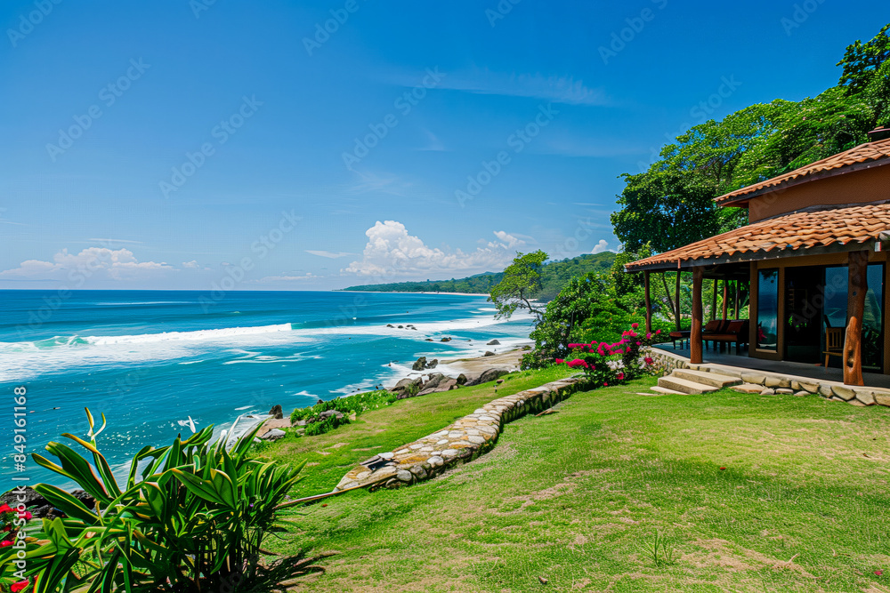Ocean front property house with a swimming pool and access to the water