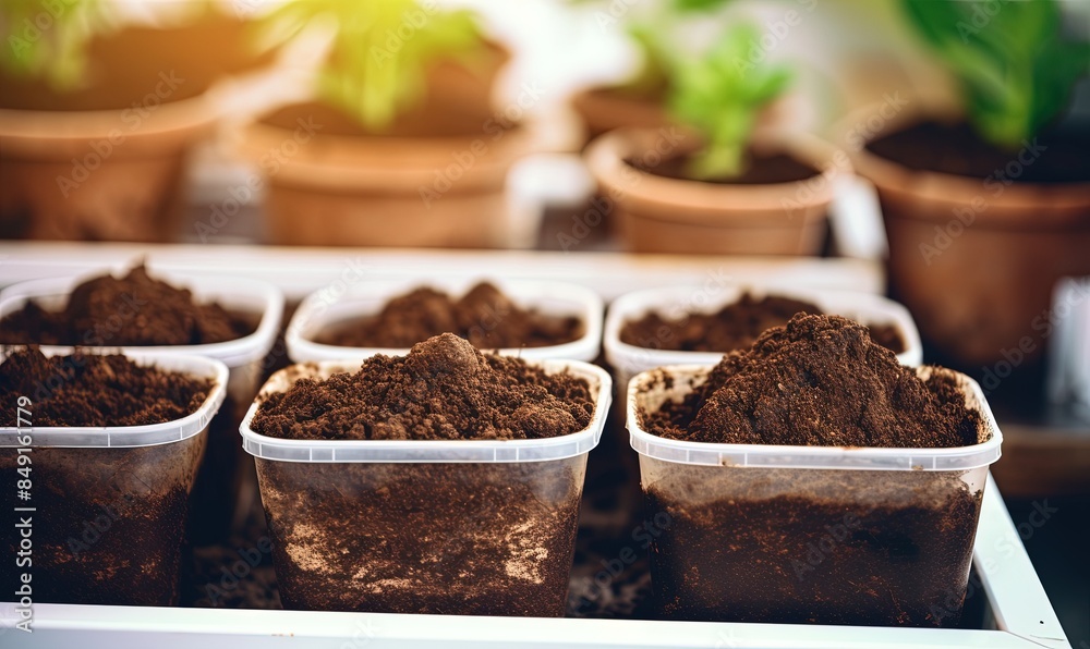 Soil for seedlings in plastic containers Soil for seedlings in plastic containers