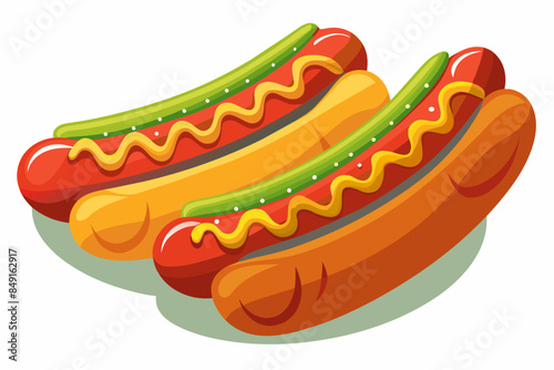 Hot dogs white background,food, hot, sausage, dog, bun, hotdog, bread, hot dog, meat, vector, mustard, fast, illustration, 