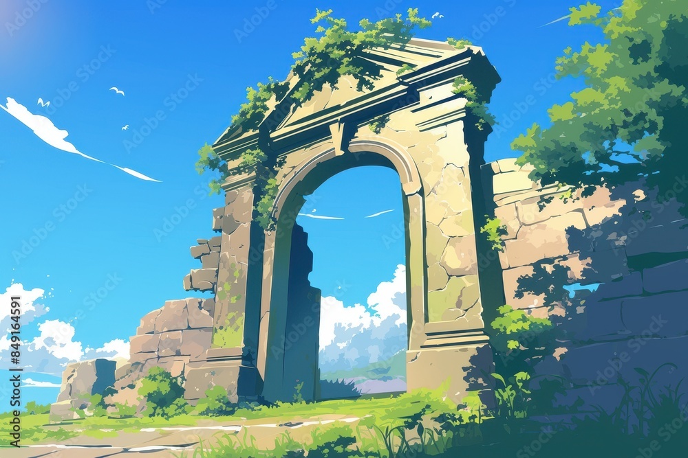 Fototapeta premium Ancient Stone Archway Leading to a Mysterious Destination