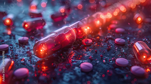red and blue pills technology science ducation background HD photo