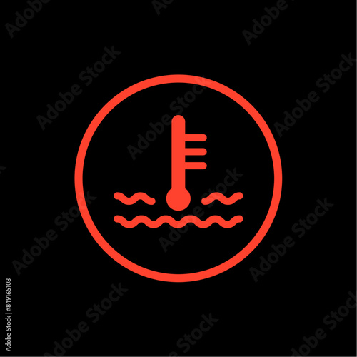 Car engine heat sensor icon. Oil temperature water indicator dashboard symbol thermometer coolant