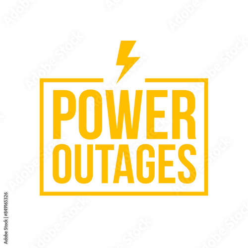 Power outage vector blackout failure electric warning logo symbol background. Power outage attention caution banner.