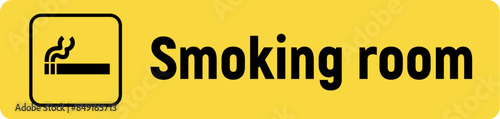 Smoking room sign cigarette icon. Yellow airport smoking room area symbol warning icon