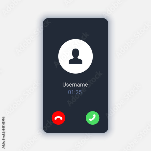 Phone video call mockup template. Smartphone videocall ui app screen flat design interface background.