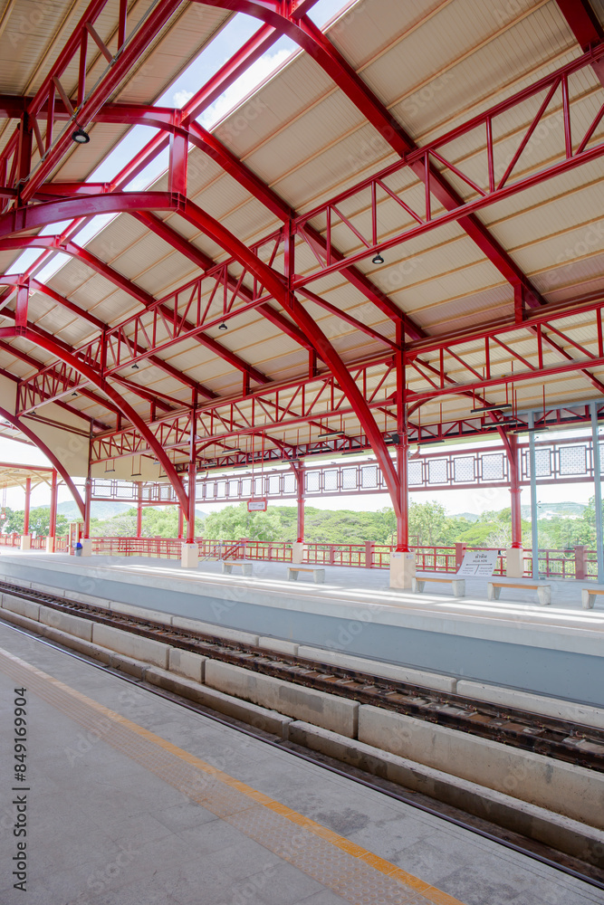 Hua Hin, Thailand - May 31, 2024: Hua Hin Railway Station in Hua Hin, Thailand. Hua Hin, Thailand - May 31, 2024: Hua Hin Railway Station in Hua Hin, Thailand.