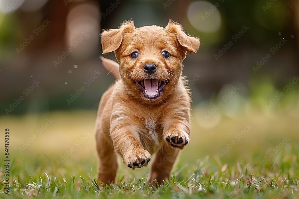 Baby Puppy: A playful puppy with floppy ears, running through a grassy yard. Baby Puppy: A playful puppy with floppy ears, running through a grassy yard.