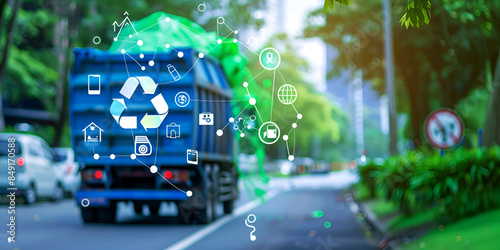 Smart waste management truck with digital connectivity for efficient recycling

