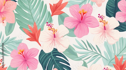 A colorful floral pattern with a bright yellow flower in the middle