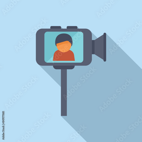 Blogger is recording video content using a smartphone attached to a gimbal stabilizer, ensuring smooth and professional looking footage