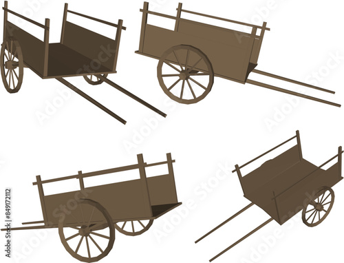 Sketch illustration vector drawing detailed design of vintage wooden scavenger cart