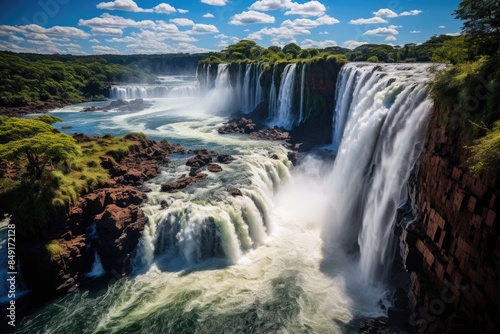Foz do Iguaçu with its imposing hydroelectric dam., generative IA