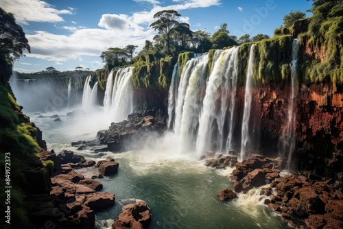 Iguaçu Falls Spectacular Nature in Foz do Iguaçu, Brazil., generative IA