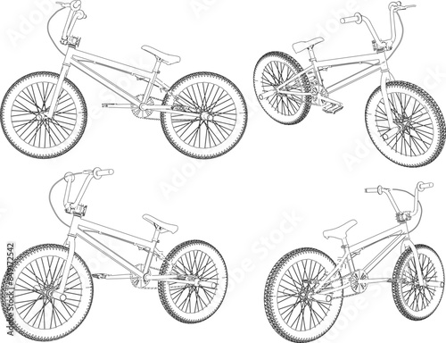 Sketch illustration vector drawing of mtb bmx bike design for stunts