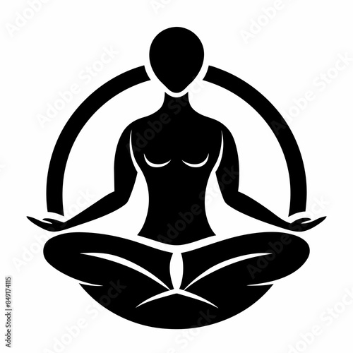 Yoga icon silhouette. Meditation relaxation silhouette vector illustration