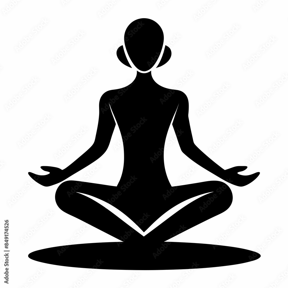 Yoga icon silhouette. Meditation relaxation silhouette vector illustration