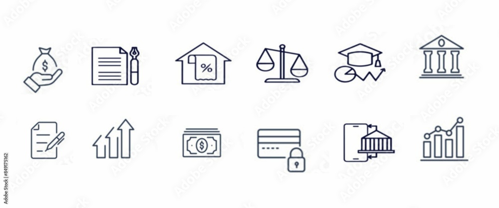 Business and Finance Editable Icons set. Vector illustration in modern thin line style Business and Finance Editable Icons set. Vector illustration in modern thin line style
