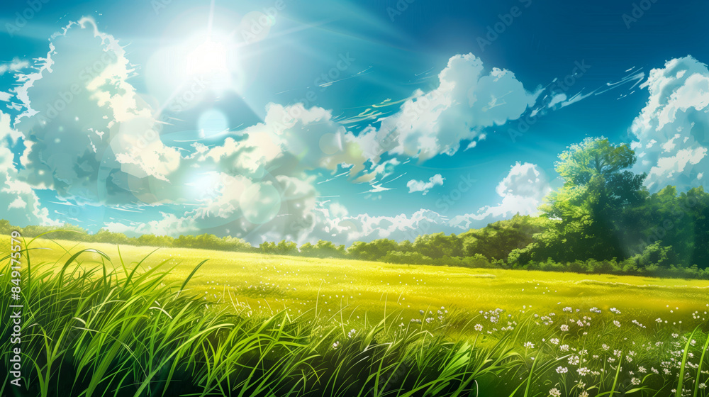 Bright sunny background with green grass Bright sunny background with green grass
