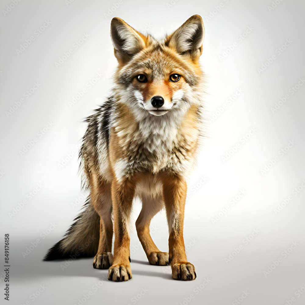 Fototapeta premium Red fox on a white background. 3d render. square image