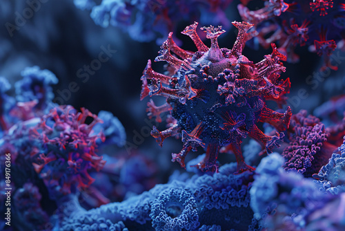a close up of a virus photo