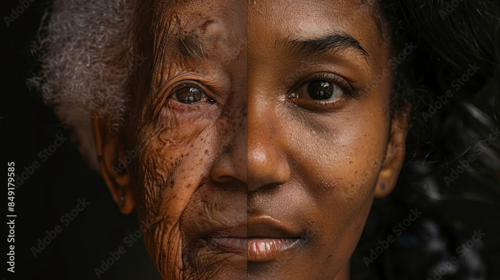 Generation of black women, old and young Generation of black women, old and young