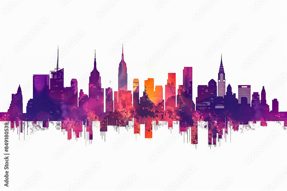 Fototapeta premium Skyline silhouette on white
