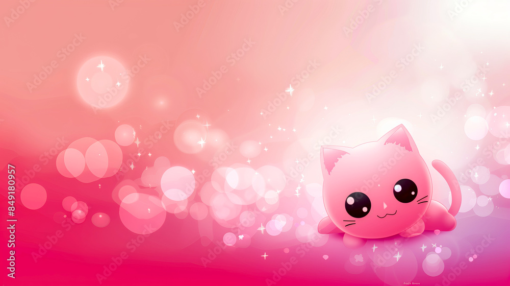 Anime style background with cat Anime style background with cat