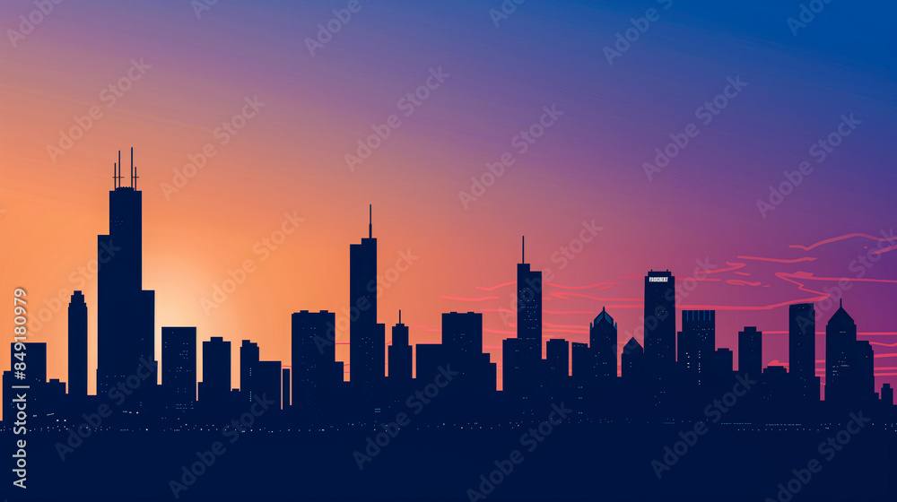 Skyline silhouette at evening Skyline silhouette at evening