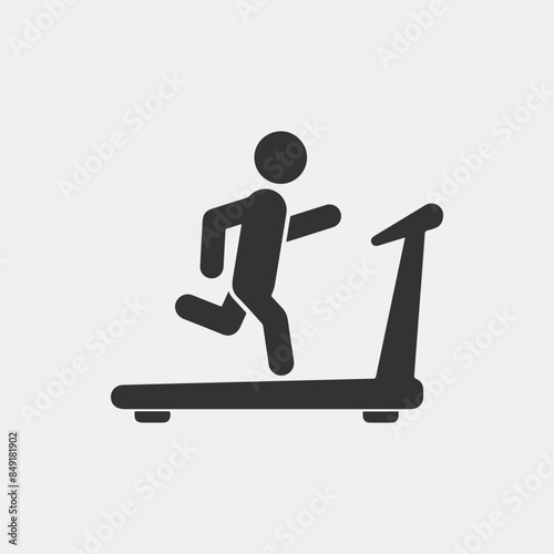 Man running on treadmill icon. Simple flat style vector. Run, runner, gym equipment, fitness, exercise machine, sport concept