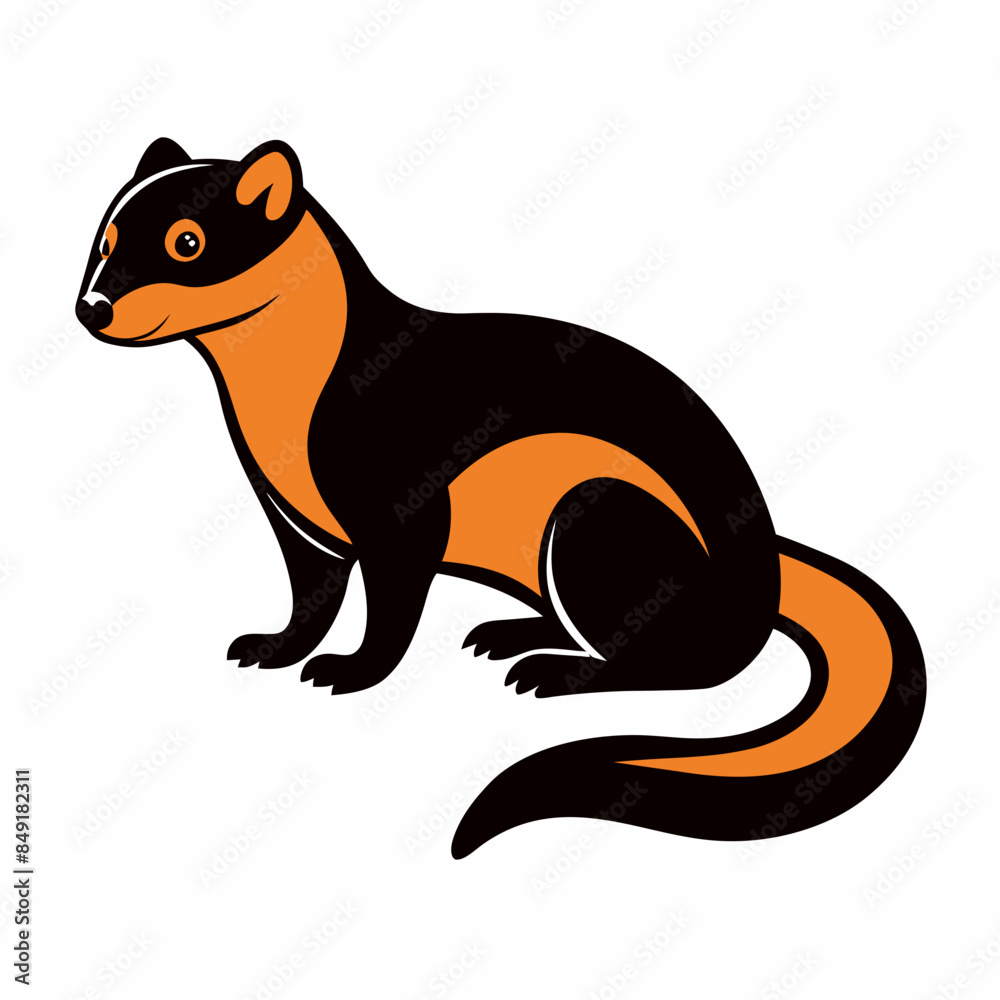Solid black outline Cinnamon Ferret animal vector Solid black outline Cinnamon Ferret animal vector