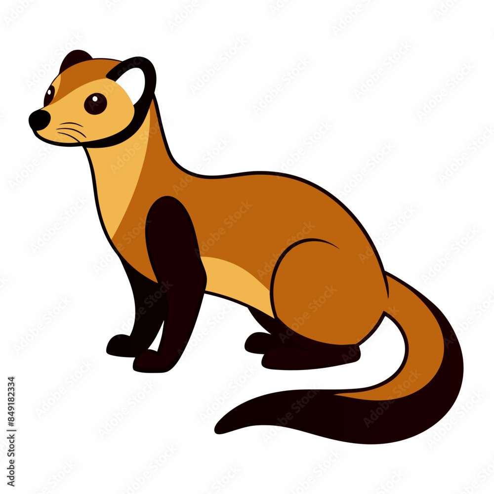 Solid black outline Cinnamon Ferret animal vector Solid black outline Cinnamon Ferret animal vector