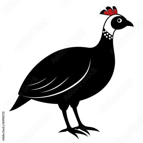 Solid black outline Guinea Fowl animal vector  svg