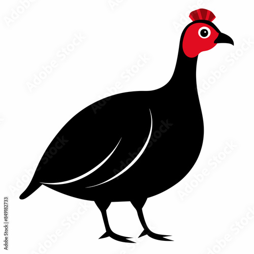Solid black outline Guinea Fowl animal vector  svg