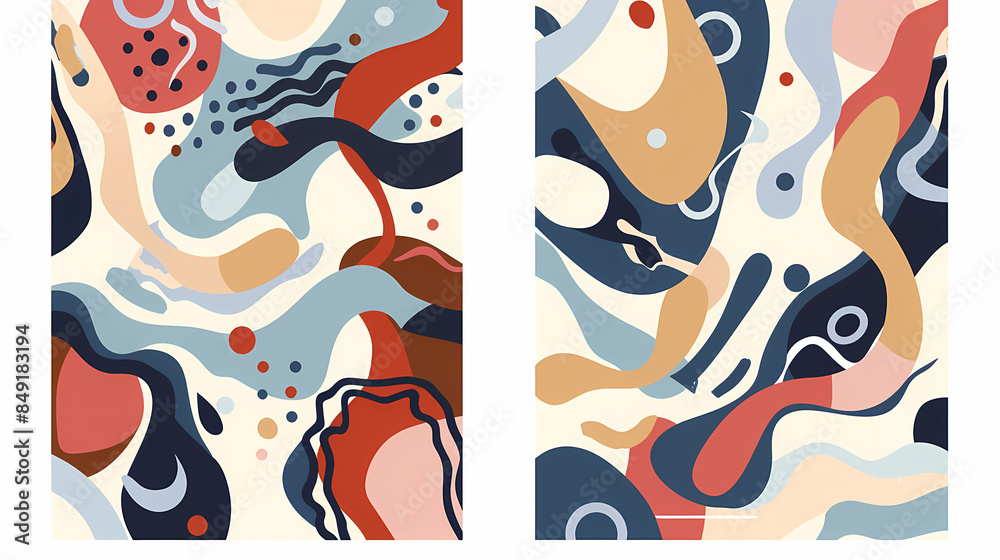 Obraz premium Set Of Swiss Design Inspired Background Vector Illustration. Cool Geometric Abstract Modernist Placard.
