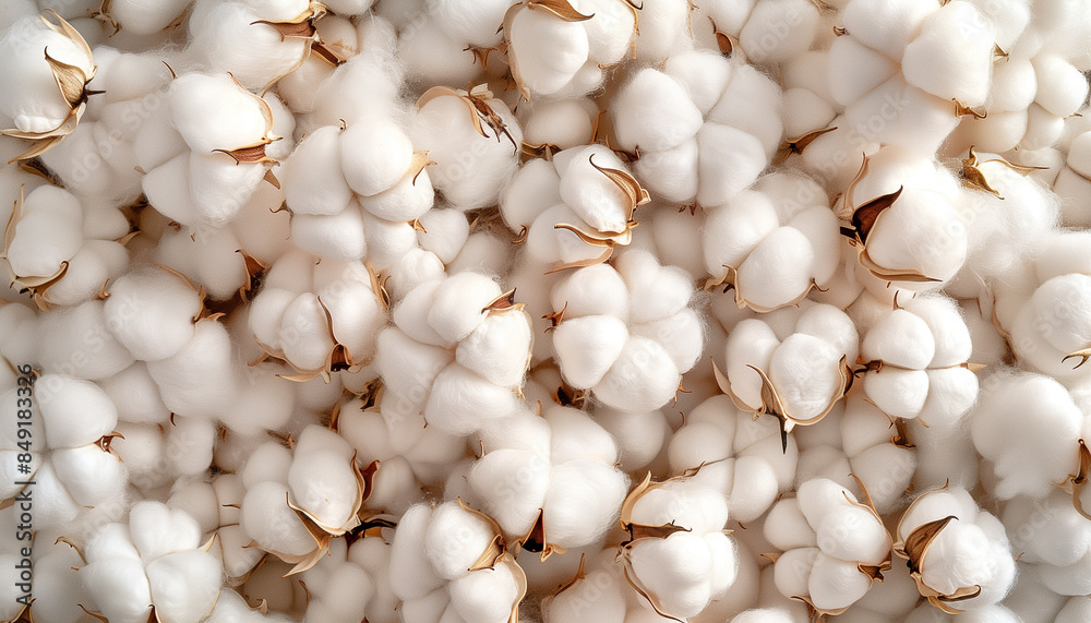 Close up ripe cotton background. Concept of industrial texture and cotton harvesting
